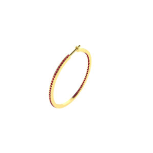 50MM SOLID GOLD & NATURAL GEMSTONE FLAT POST HOOP Earrings
