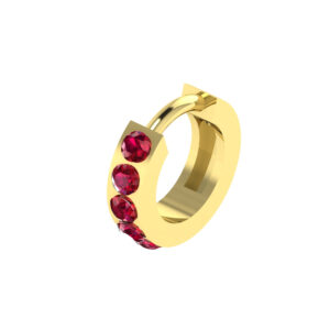 7.50MM SOLID GOLD & NATURAL GEMSTONE ROUND POST HOOP Earrings