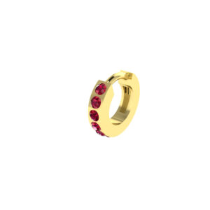9MM SOLID GOLD & NATURAL GEMSTONE ROUND POST HOOP Earrings