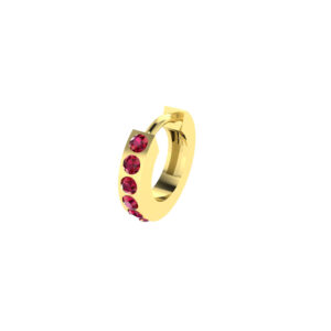 10MM SOLID GOLD & NATURAL GEMSTONE ROUND POST HOOP Earrings
