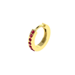 12MM SOLID GOLD & NATURAL GEMSTONE ROUND POST HOOP Earrings