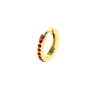13MM SOLID GOLD & NATURAL GEMSTONE ROUND POST HOOP Earrings
