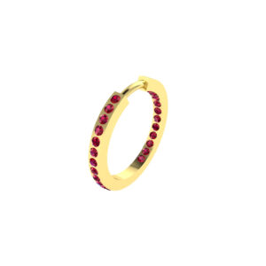 20MM SOLID GOLD & NATURAL GEMSTONE ROUND POST HOOP Earrings