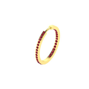 25MM SOLID GOLD & NATURAL GEMSTONE ROUND POST HOOP Earrings