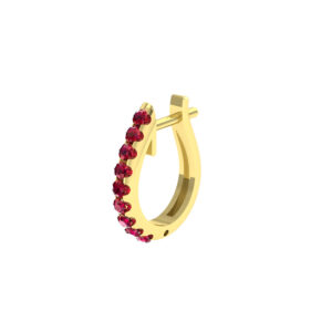 12.80MM SOLID GOLD & NATURAL GEMSTONE FLAT POST U SHAPE HOOP Earrings