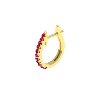 17MM SOLID GOLD & NATURAL GEMSTONE FLAT POST U SHAPE HOOP Earrings