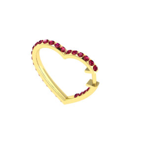 18.90MM SOLID GOLD & NATURAL GEMSTONE FLAT POST HEART SHAPE HOOP Earrings