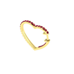 21.10MM SOLID GOLD & NATURAL GEMSTONE FLAT POST HEART SHAPE HOOP Earrings