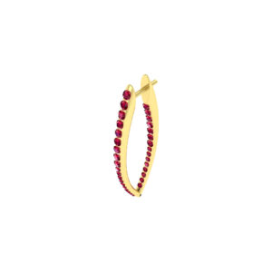 40MM SOLID GOLD & NATURAL GEMSTONE FLAT POST HOOP Earrings