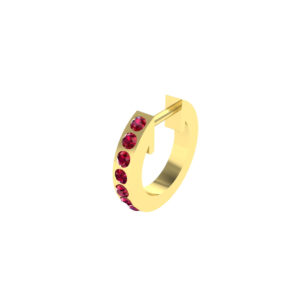 12MM SOLID GOLD & NATURAL GEMSTONE FLAT POST HOOP Earrings
