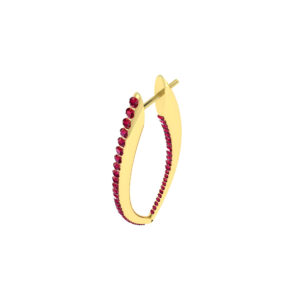 60MM SOLID GOLD & NATURAL GEMSTONE FLAT POST HOOP Earrings