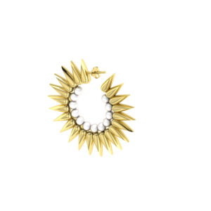 33MM SOLID GOLD & NATURAL GEMSTONE FLAT POST HOOP Earrings