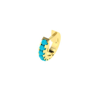11MM SOLID GOLD & NATURAL GEMSTONE FLAT POST HOOP Earrings