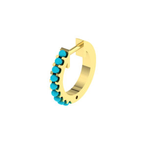 13MM SOLID GOLD & NATURAL GEMSTONE FLAT POST HOOP Earrings