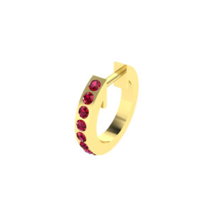 13MM SOLID GOLD & NATURAL GEMSTONE FLAT POST HOOP Earrings