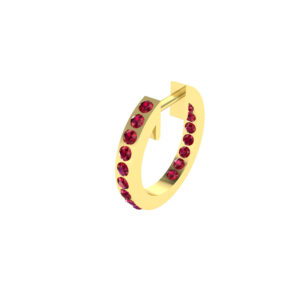 15MM SOLID GOLD & NATURAL GEMSTONE FLAT POST HOOP Earrings