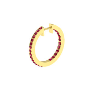 20MM SOLID GOLD & NATURAL GEMSTONE FLAT POST HOOP Earrings