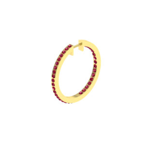25MM SOLID GOLD & NATURAL GEMSTONE FLAT POST HOOP Earrings
