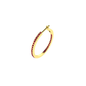30MM SOLID GOLD & NATURAL GEMSTONE FLAT POST HOOP Earrings