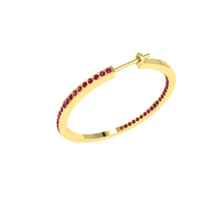 40MM SOLID GOLD & NATURAL GEMSTONE FLAT POST HOOP Earrings