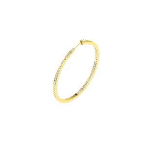 50MM GOLD & DIAMOND FLAT POST HOOP EARRINGS