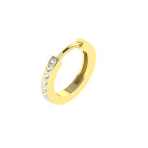 12MM GOLD & DIAMOND ROUND POST HOOP EARRINGS