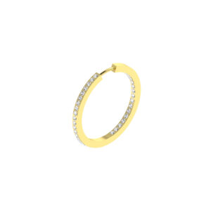 25MM GOLD & DIAMOND ROUND POST HOOP EARRINGS