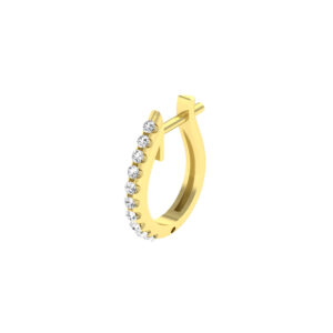 12.80MM GOLD & DIAMOND FLAT POST U SHAPE HOOP EARRINGS