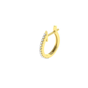 17MM GOLD & DIAMOND FLAT POST U SHAPE HOOP EARRINGS