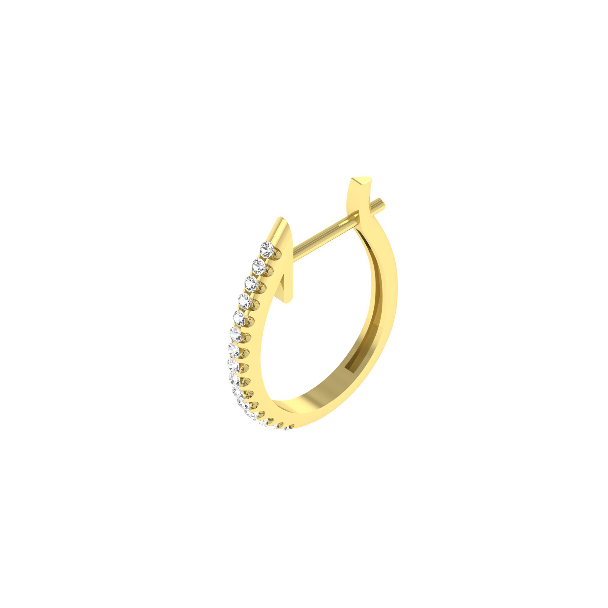 22MM GOLD & DIAMOND FLAT POST U SHAPE HOOP EARRINGS