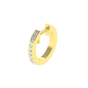 12MM GOLD & DIAMOND FLAT POST HOOP EARRINGS