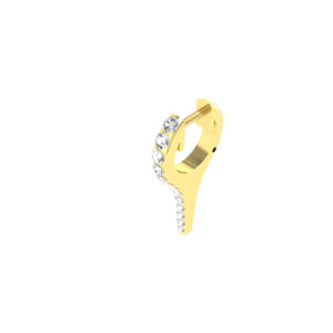 24MM GOLD & DIAMOND FLAT POST SPIKE HOOP EARRINGS