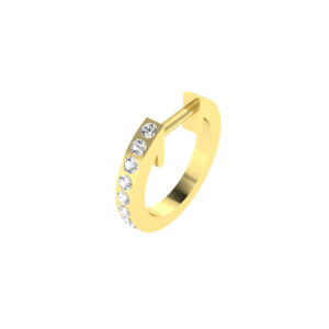 13MM GOLD & DIAMOND FLAT POST HOOP EARRINGS
