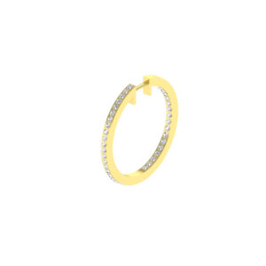 25MM GOLD & DIAMOND FLAT POST HOOP EARRINGS