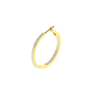 30MM GOLD & DIAMOND FLAT POST HOOP EARRINGS