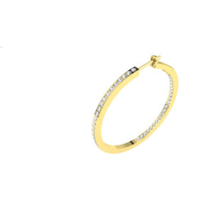 40MM GOLD & DIAMOND FLAT POST HOOP EARRINGS