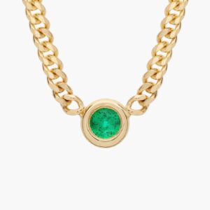 Curb Link Gemstone Necklace in Gold 16 inches