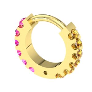 10MM GOLD & REVERSIBLE SAPPHIRE CURVE POST HOOP EARRINGS