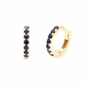 11MM SOLID GOLD & NATURAL GEMSTONE ROUND POST HOOP Earrings