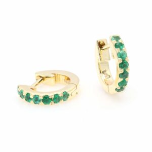 10MM SOLID GOLD & NATURAL GEMSTONE FLAT POST HOOP Earrings