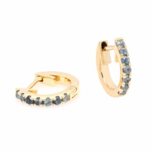 11MM SOLID GOLD & NATURAL GEMSTONE FLAT POST HOOP Earrings
