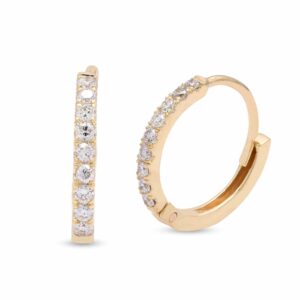 10MM GOLD & DIAMOND ROUND POST HOOP EARRINGS