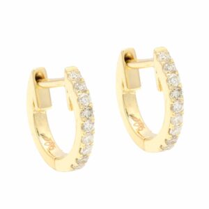 10MM GOLD & DIAMOND FLAT POST HOOP EARRINGS