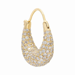 18.90MM GOLD & NATURAL DIAMOND ROUND POST BASKET HOOP EARRINGS