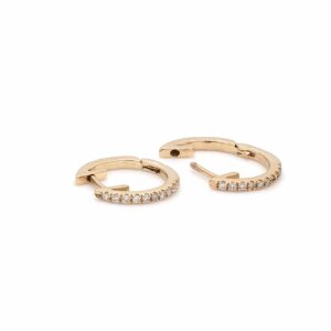11MM GOLD & DIAMOND FLAT POST HOOP EARRINGS
