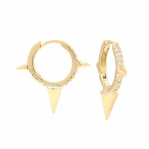 21.60MM GOLD & DIAMOND ROUND POST SPIKE HOOP EARRINGS