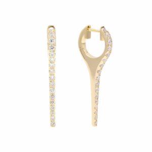 31.6MM GOLD & DIAMOND FLAT POST SPIKE HOOP EARRINGS